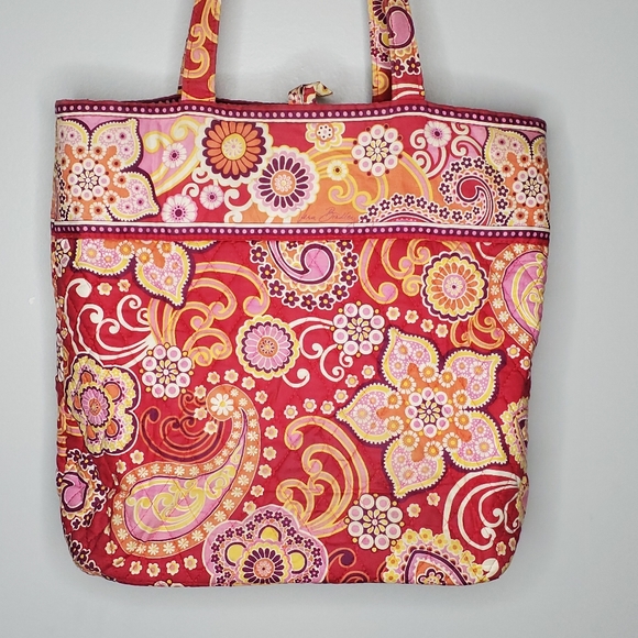 Retired Vera Bradley Raspberry Fizz 2008 Medium Button Tote And Zip Wallet Lot - Picture 3 of 10